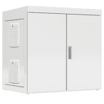 White cabinet with doors and side vents